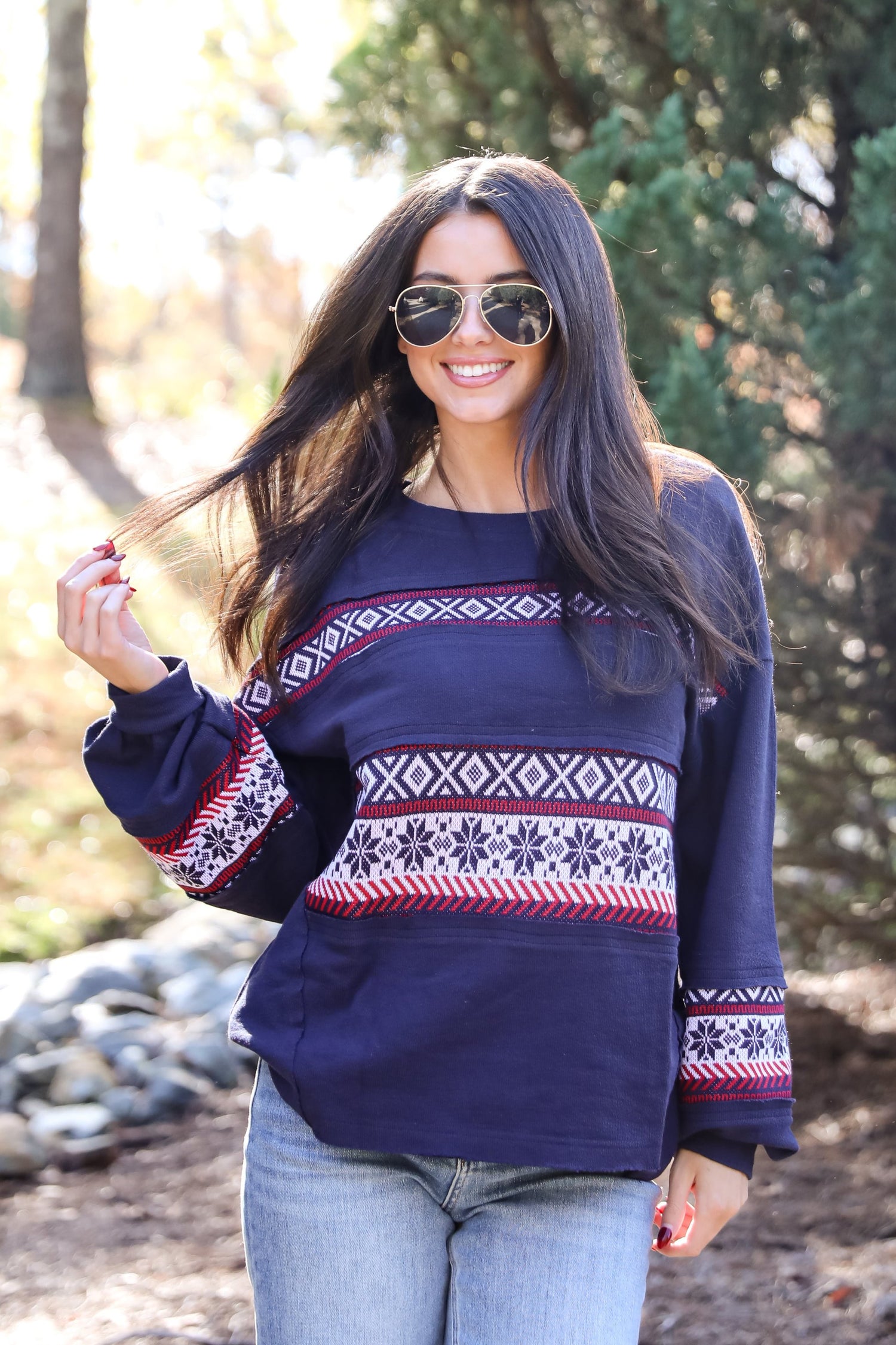 Snowy Snuggles Navy Fair Isle Pullover