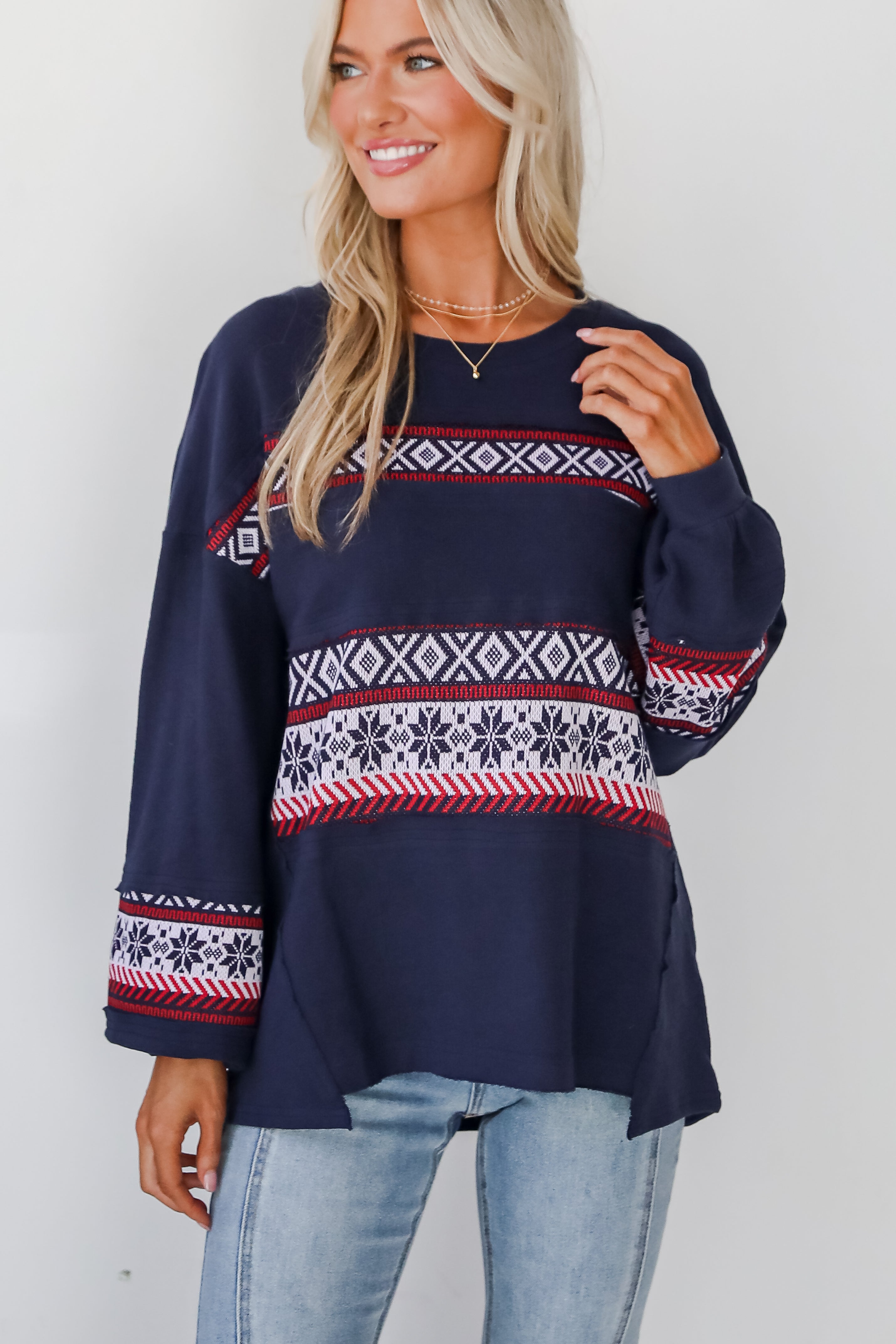 Snowy Snuggles Navy Fair Isle Pullover