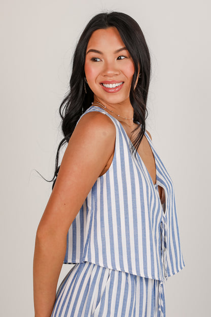 Make It Last Navy Striped Bow Tank