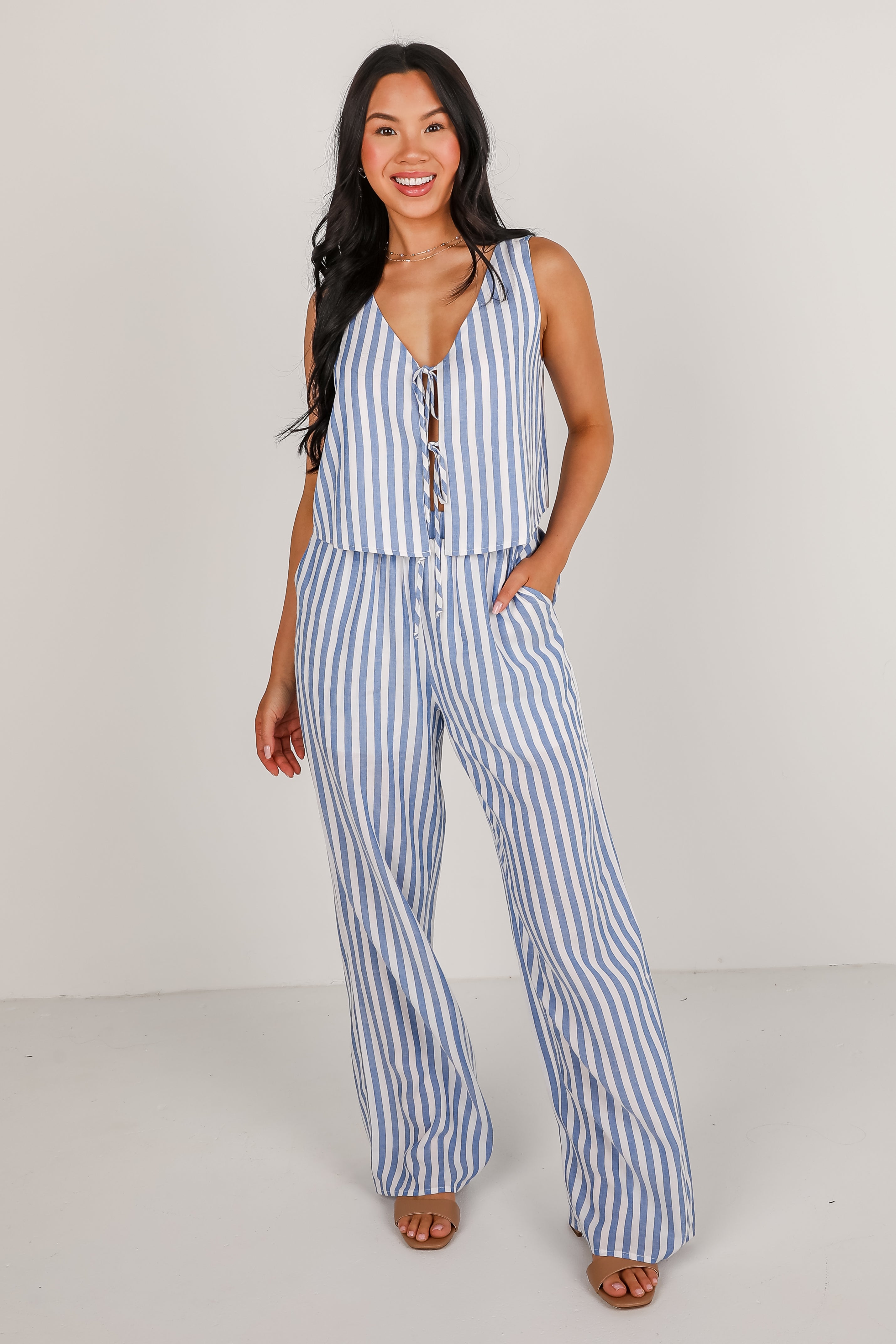 Make It Last Navy Striped Pants
