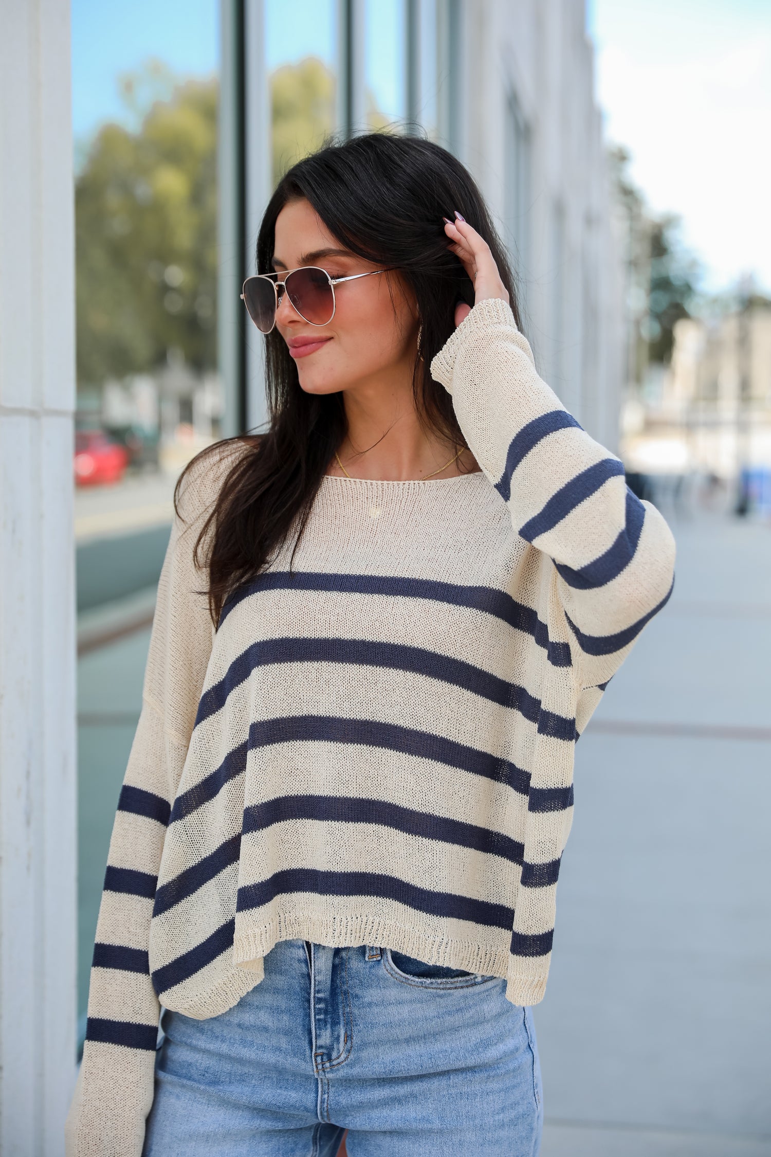 Stylish Promise Striped Lightweight Knit Sweater