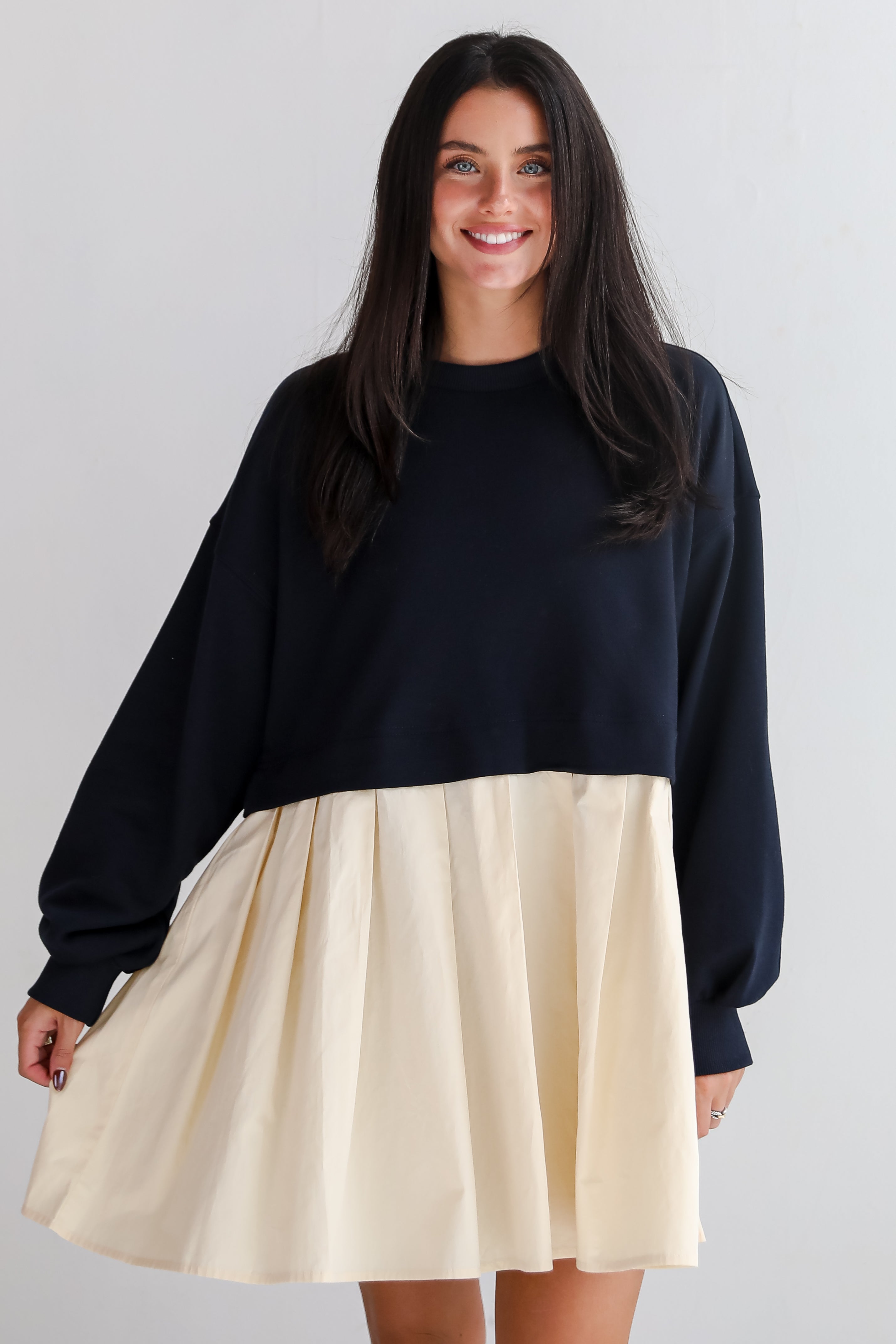 Convincing Charisma Navy Sweatshirt Dress