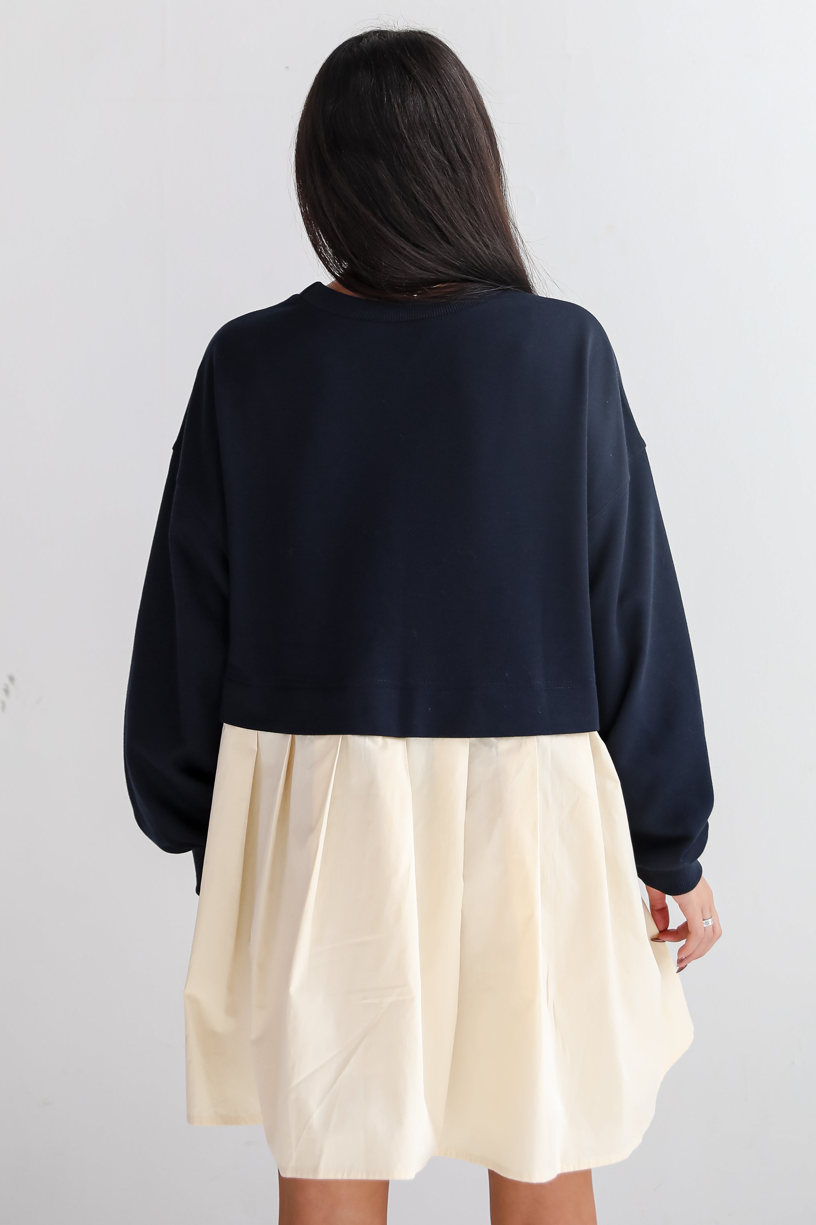 Convincing Charisma Navy Sweatshirt Dress