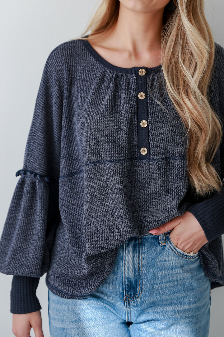 cozy Navy Oversized Knit Top