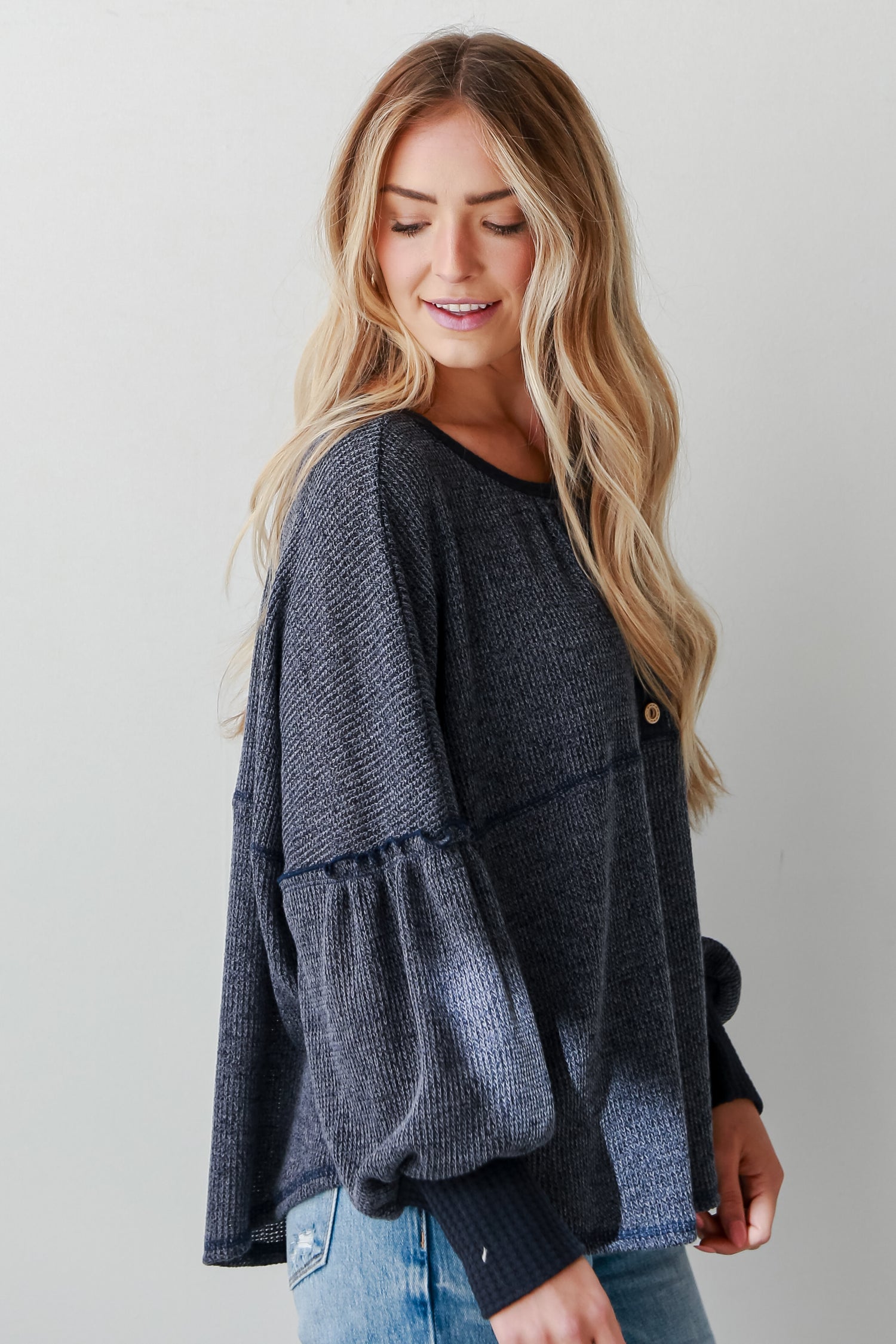 lightweight Navy Oversized Knit Top