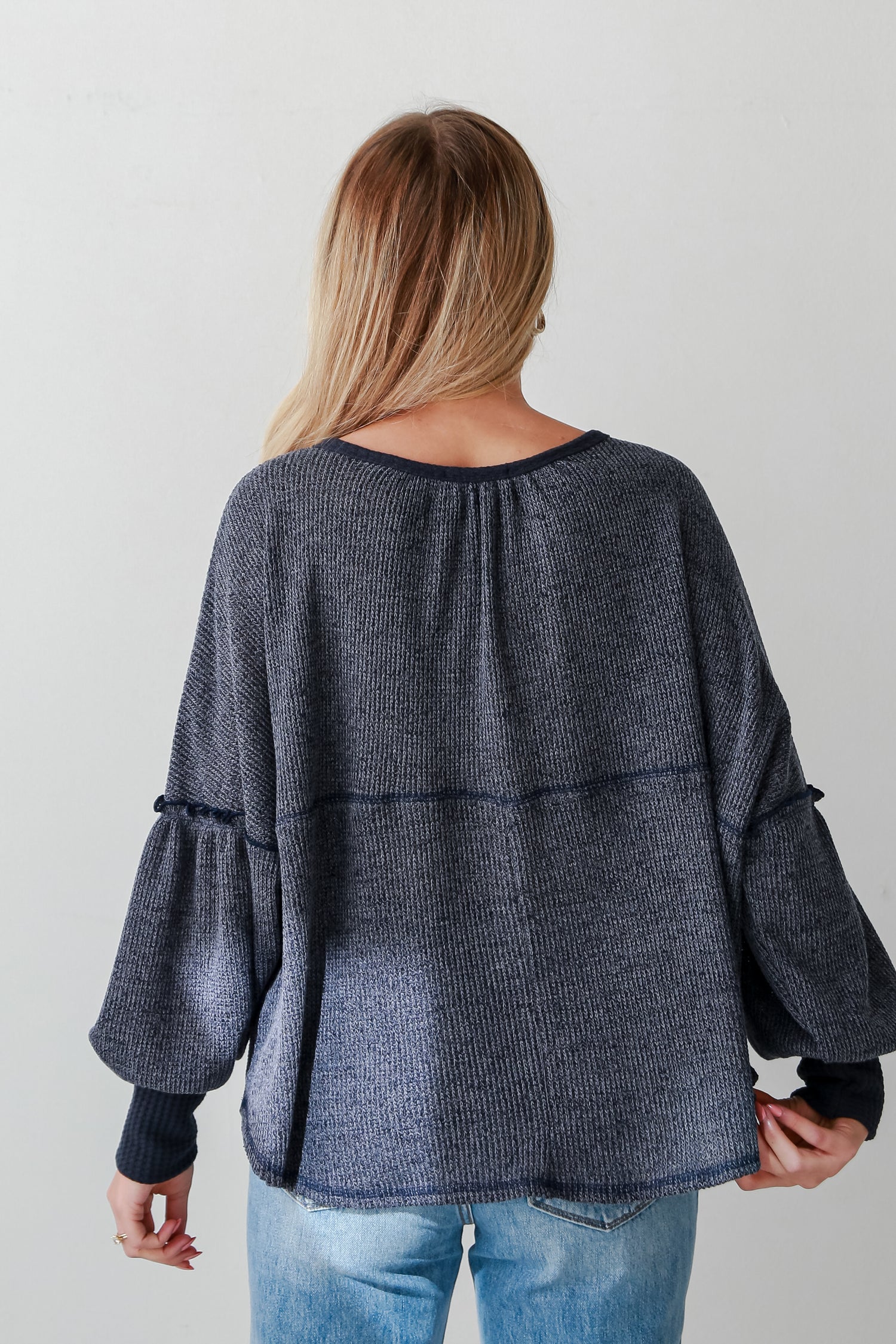 trendy Navy Oversized Knit Top