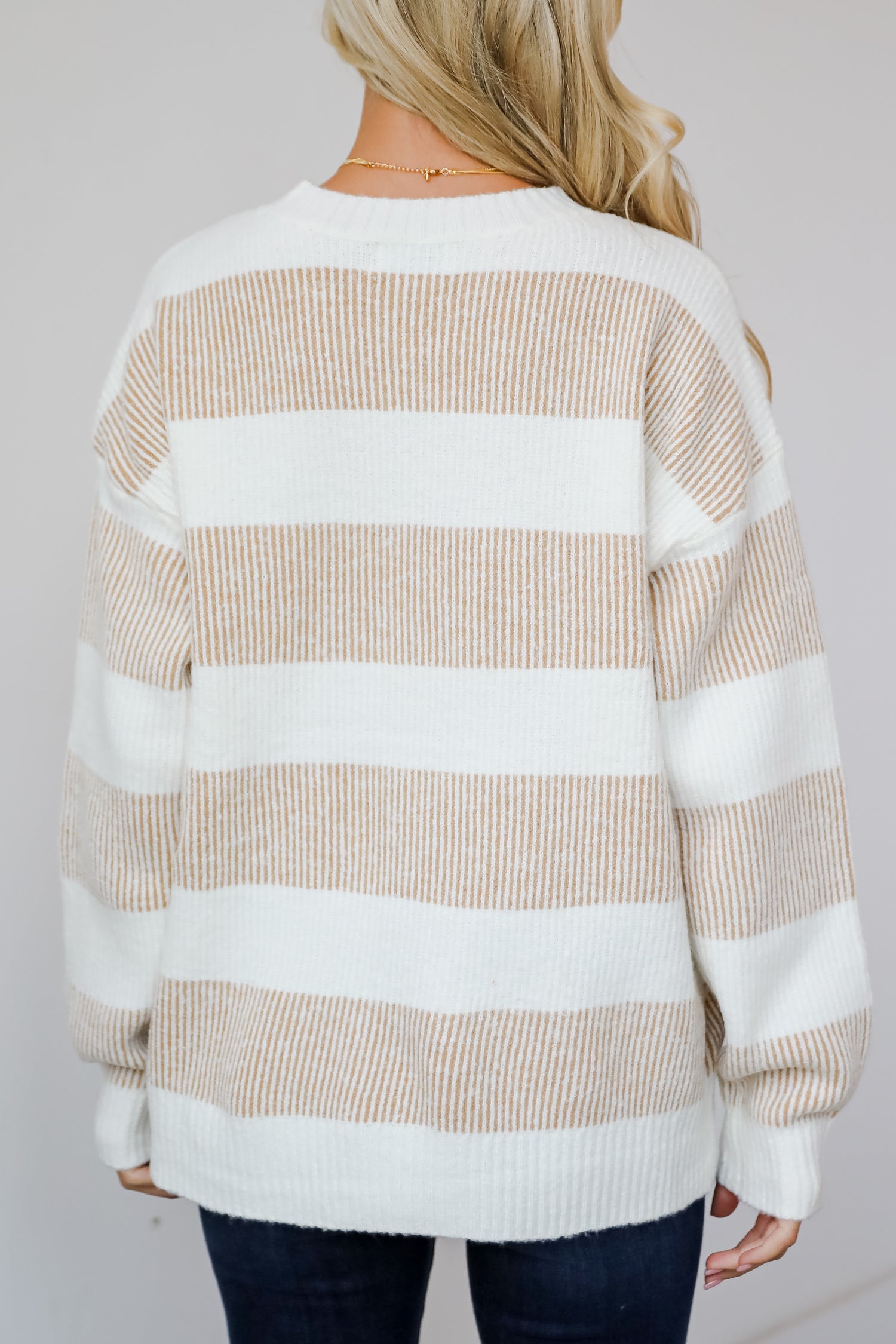 Seasonal Snuggles Taupe Striped Sweater