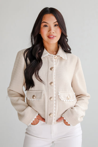 Posh Pursuits Oatmeal Tweed Jacket