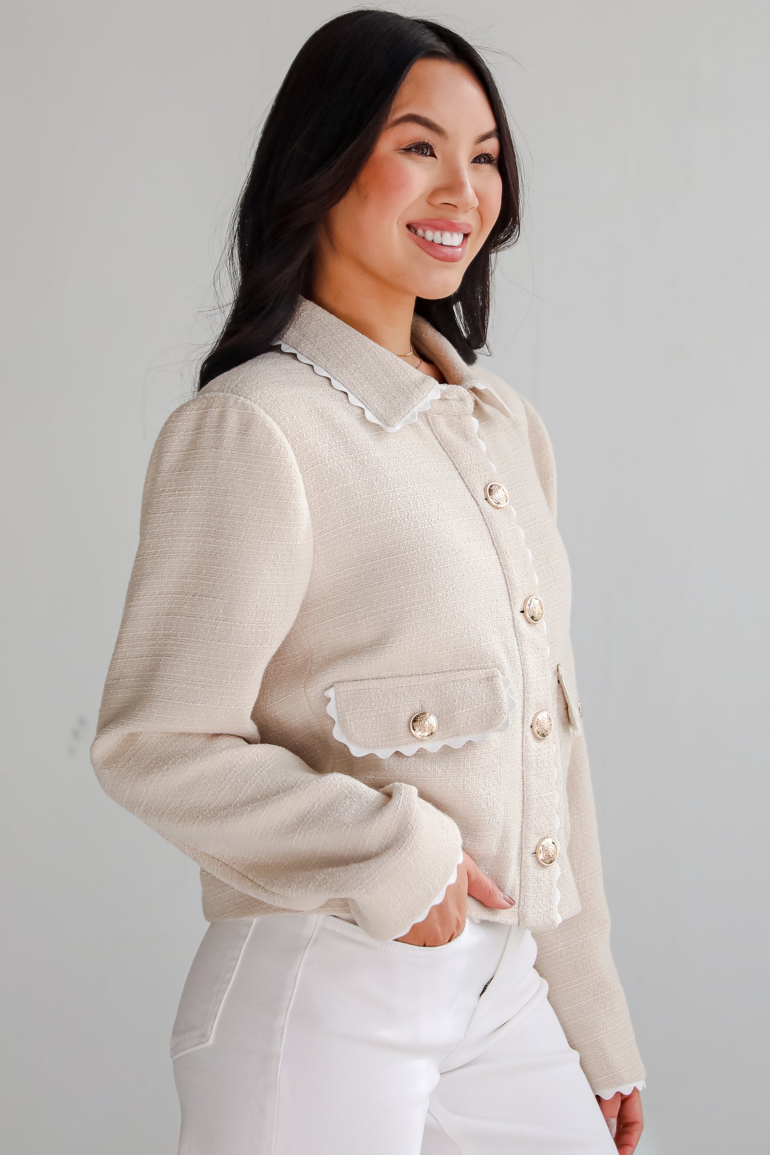 Posh Pursuits Oatmeal Tweed Jacket