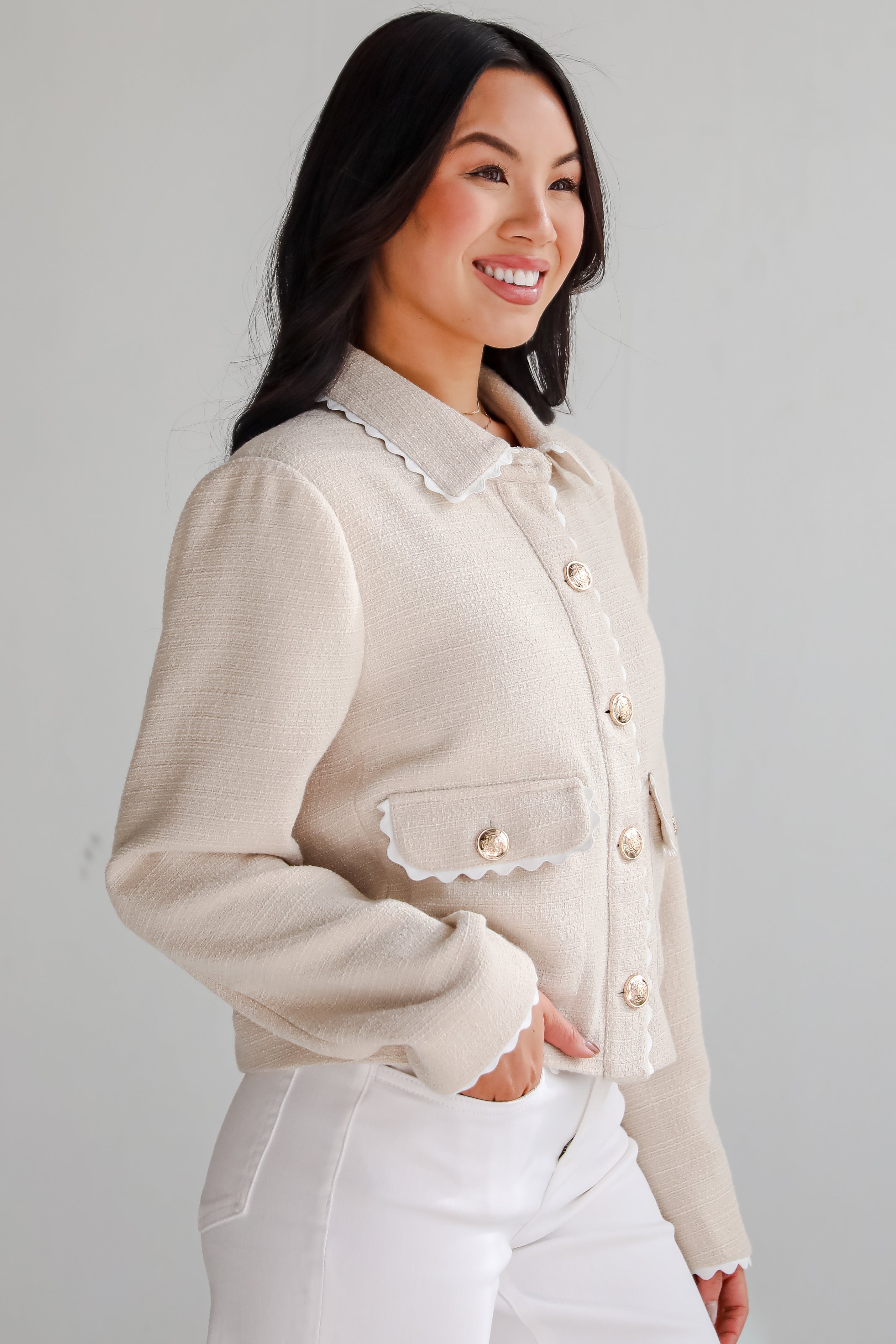 Posh Pursuits Oatmeal Tweed Jacket