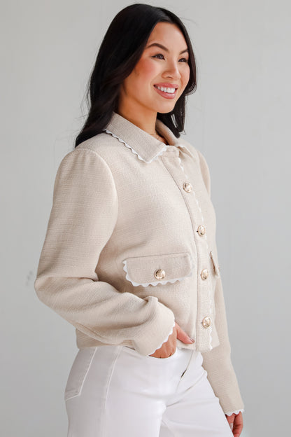 Posh Pursuits Oatmeal Tweed Jacket