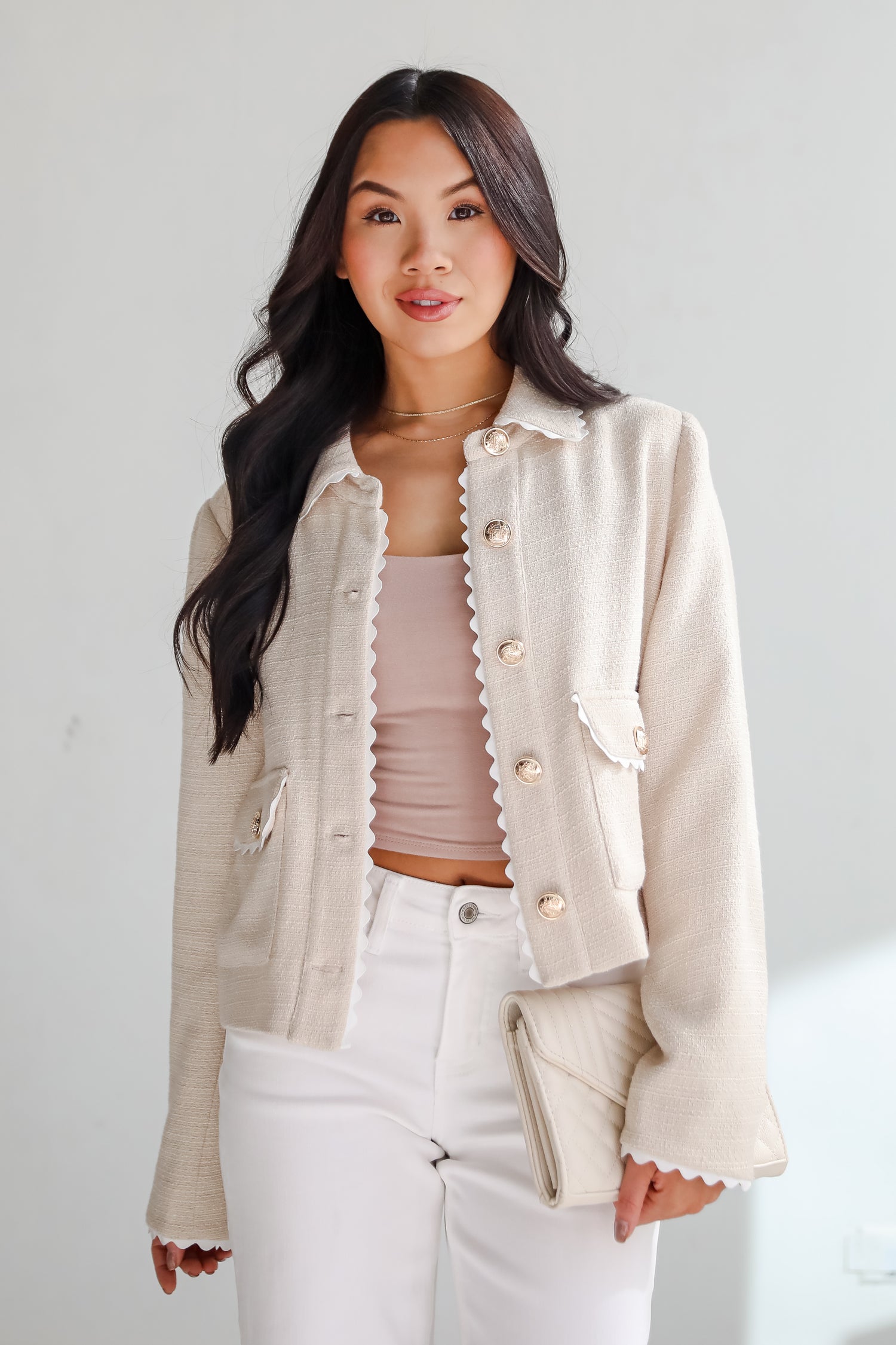 Posh Pursuits Oatmeal Tweed Jacket