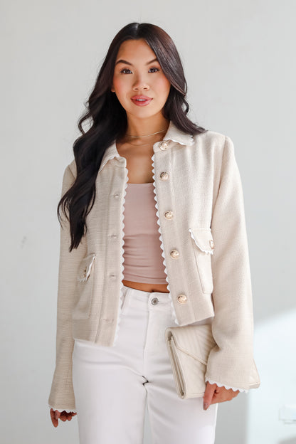 Posh Pursuits Oatmeal Tweed Jacket