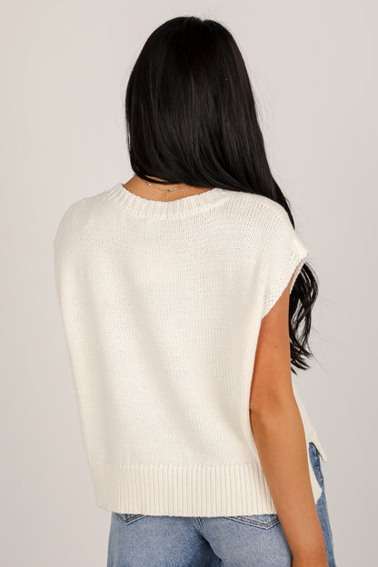 Miss Liberty Off White American Flag Knit Top