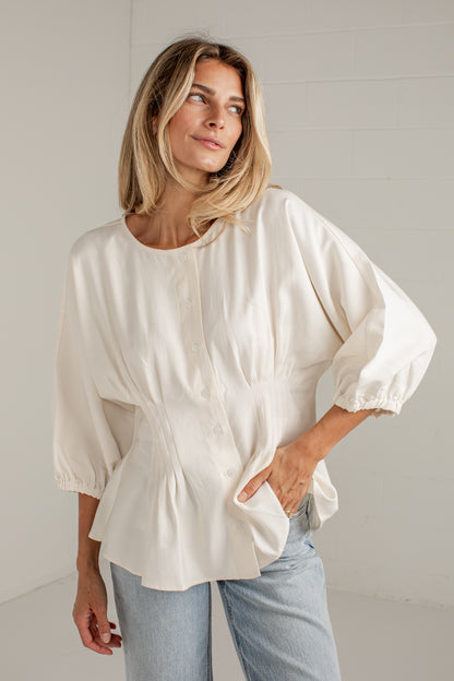 Chic Impression Peplum Button-Front Blouse