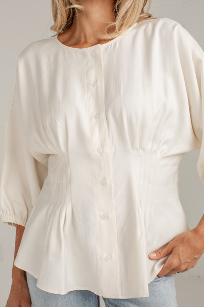 Chic Impression Peplum Button-Front Blouse