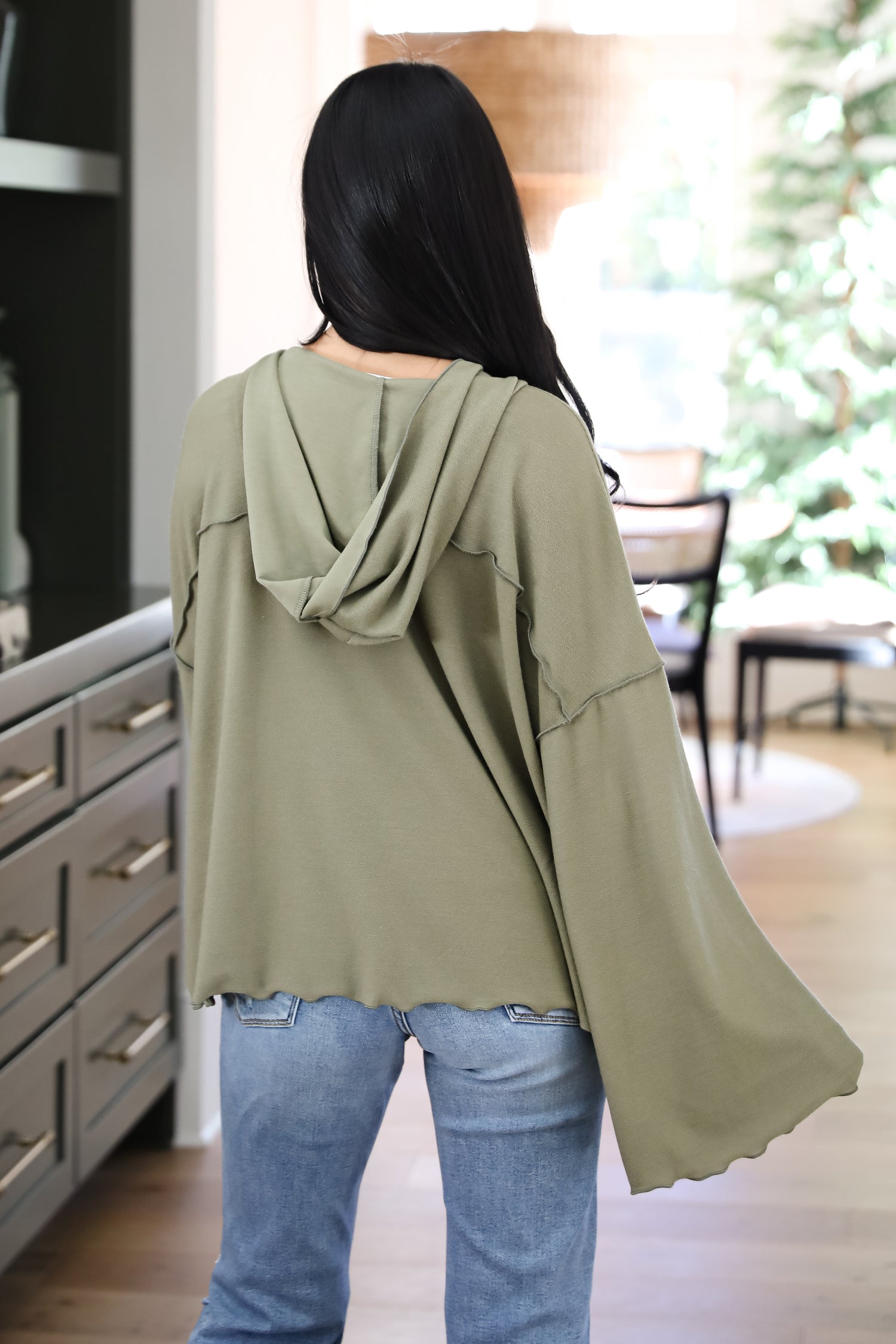 Playful Comfort Olive Hooded Top