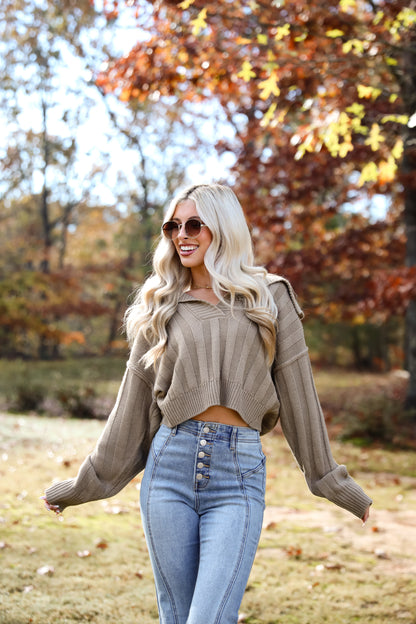 Perfectly Effortless Olive Collared Sweater