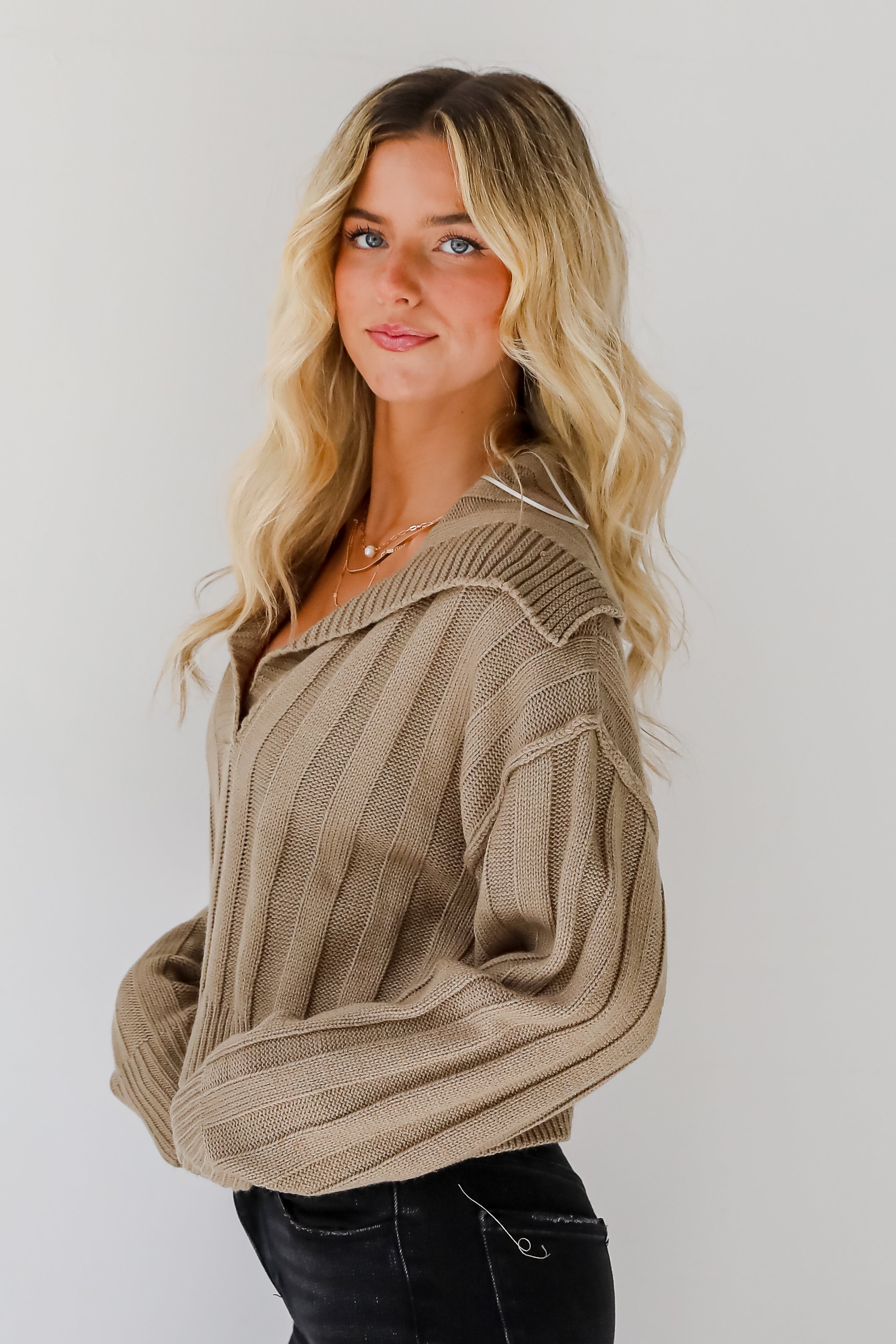 Perfectly Effortless Olive Collared Sweater