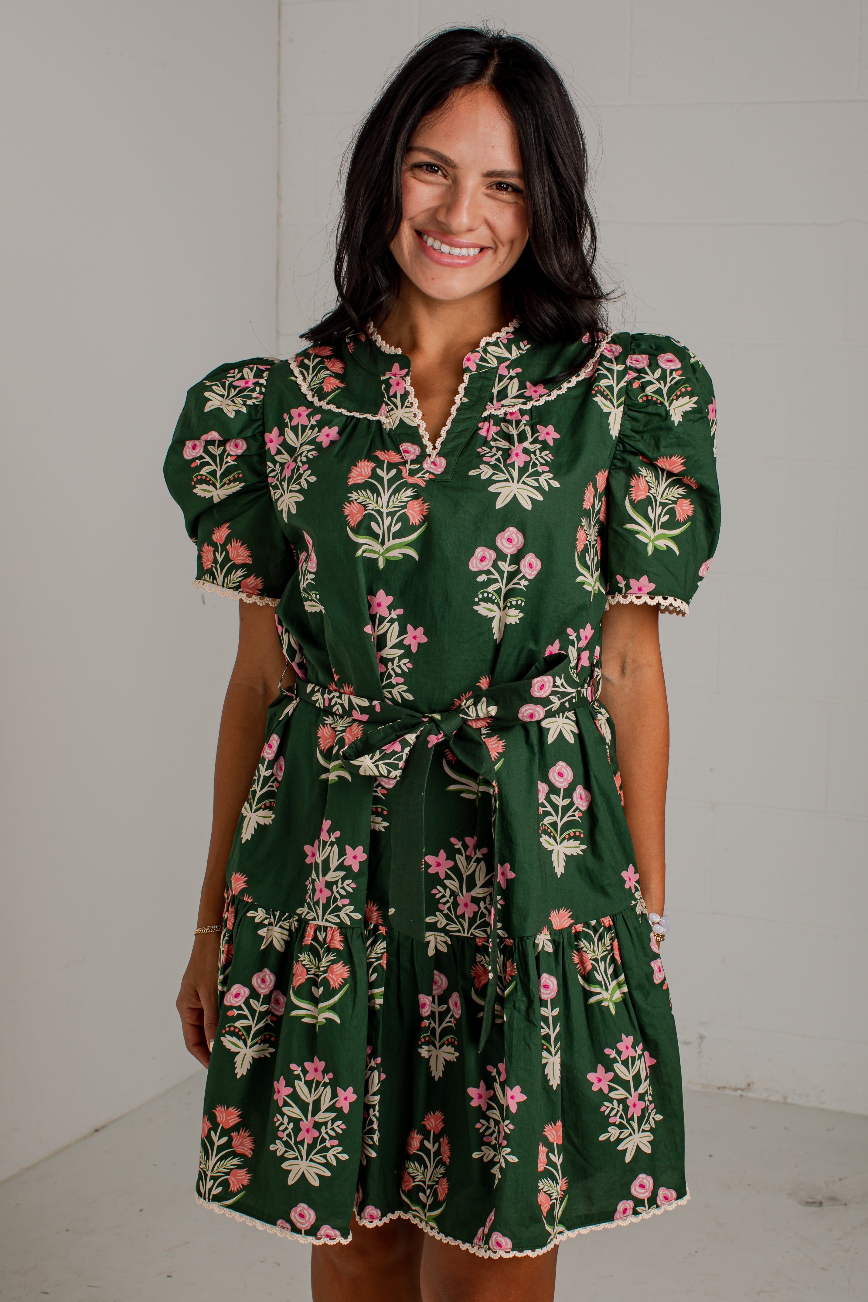 Wildflower Weekend Olive Floral Mini Dress