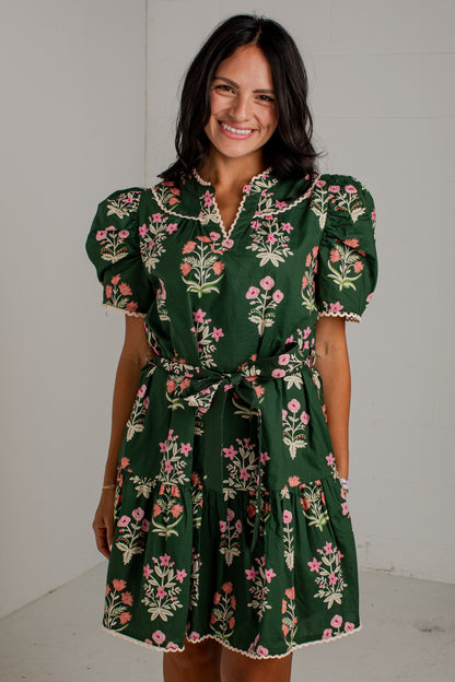 Wildflower Weekend Olive Floral Mini Dress