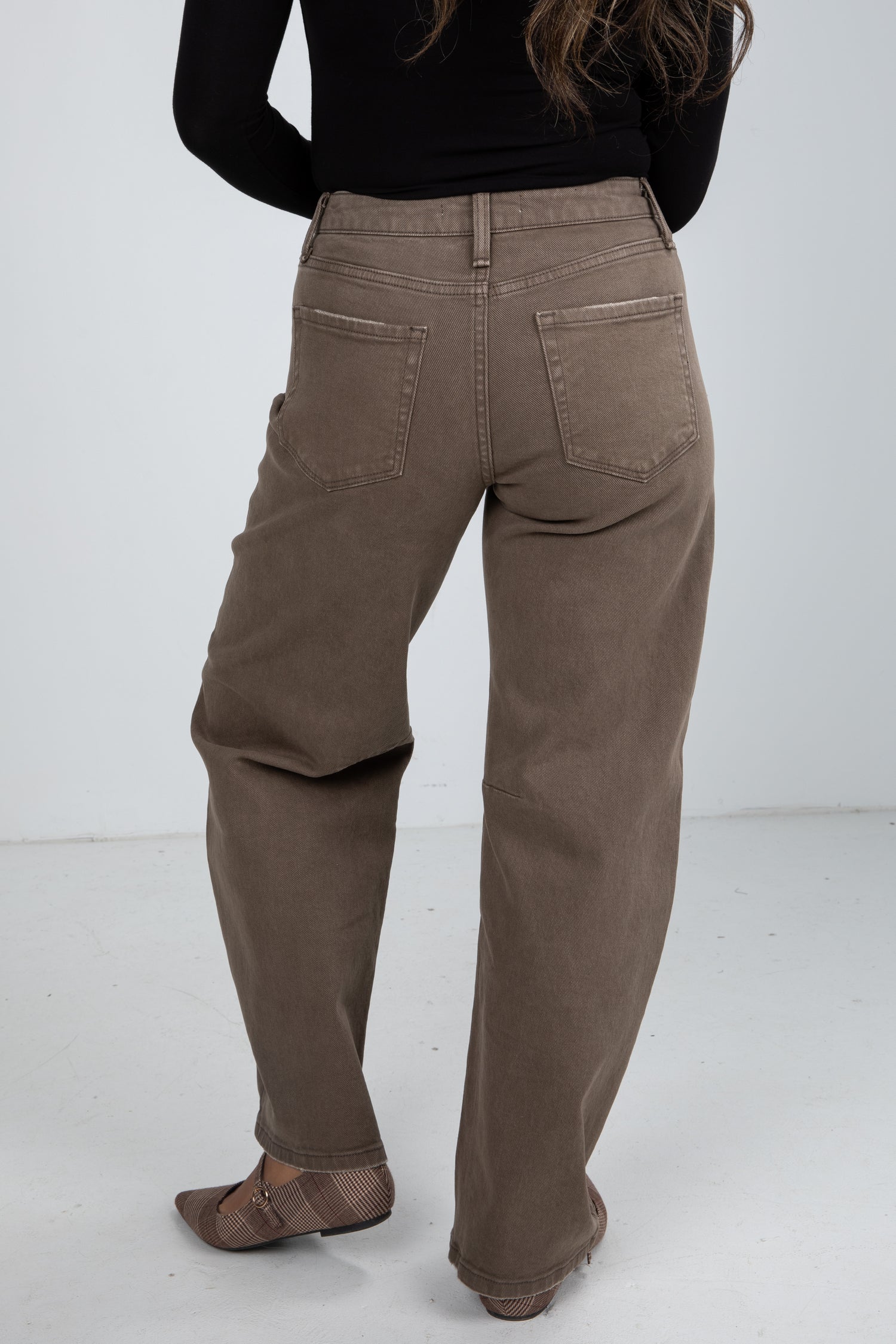 high rise barrel jeans