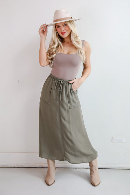 Glorious Invite Olive Maxi Skirt