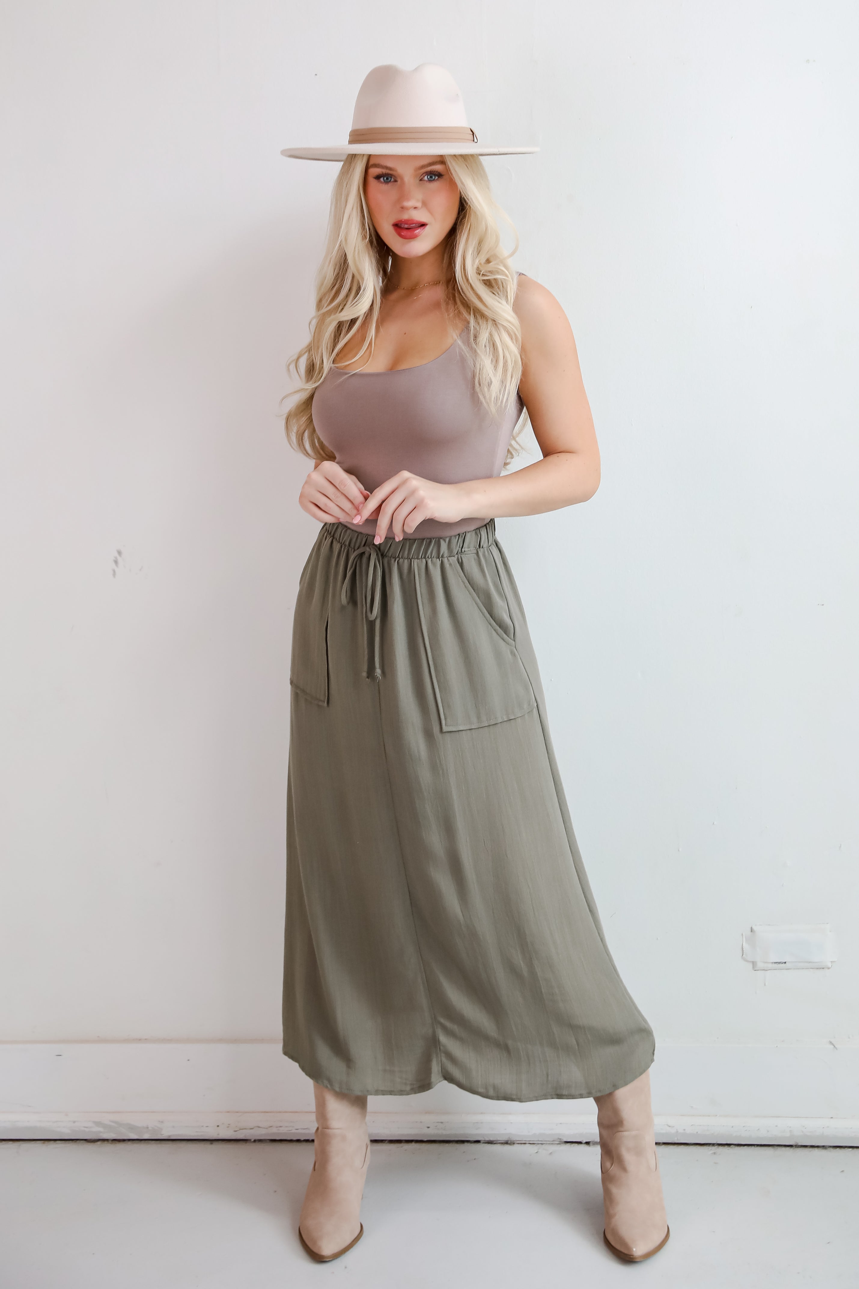 Glorious Invite Olive Maxi Skirt