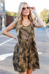 olive leaf print Mini Dress