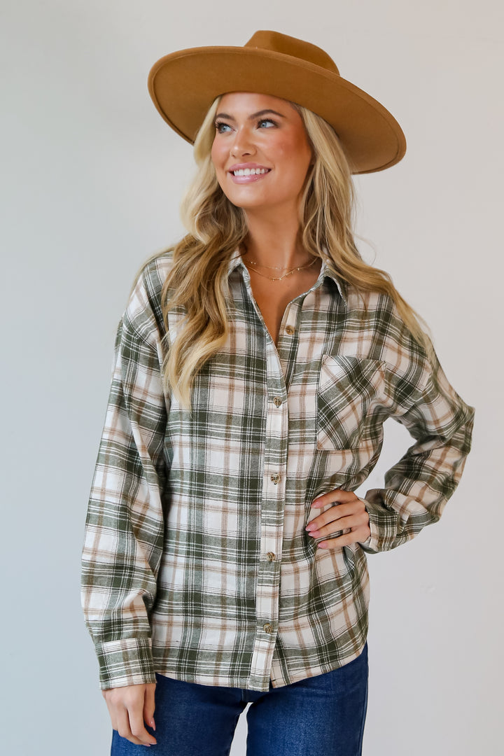 vintage Olive Plaid Flannel