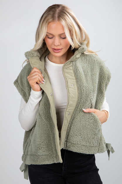 green sherpa vest