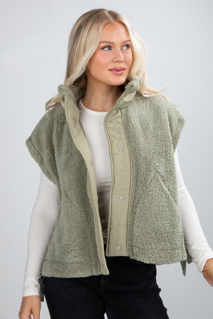 green sherpa vest