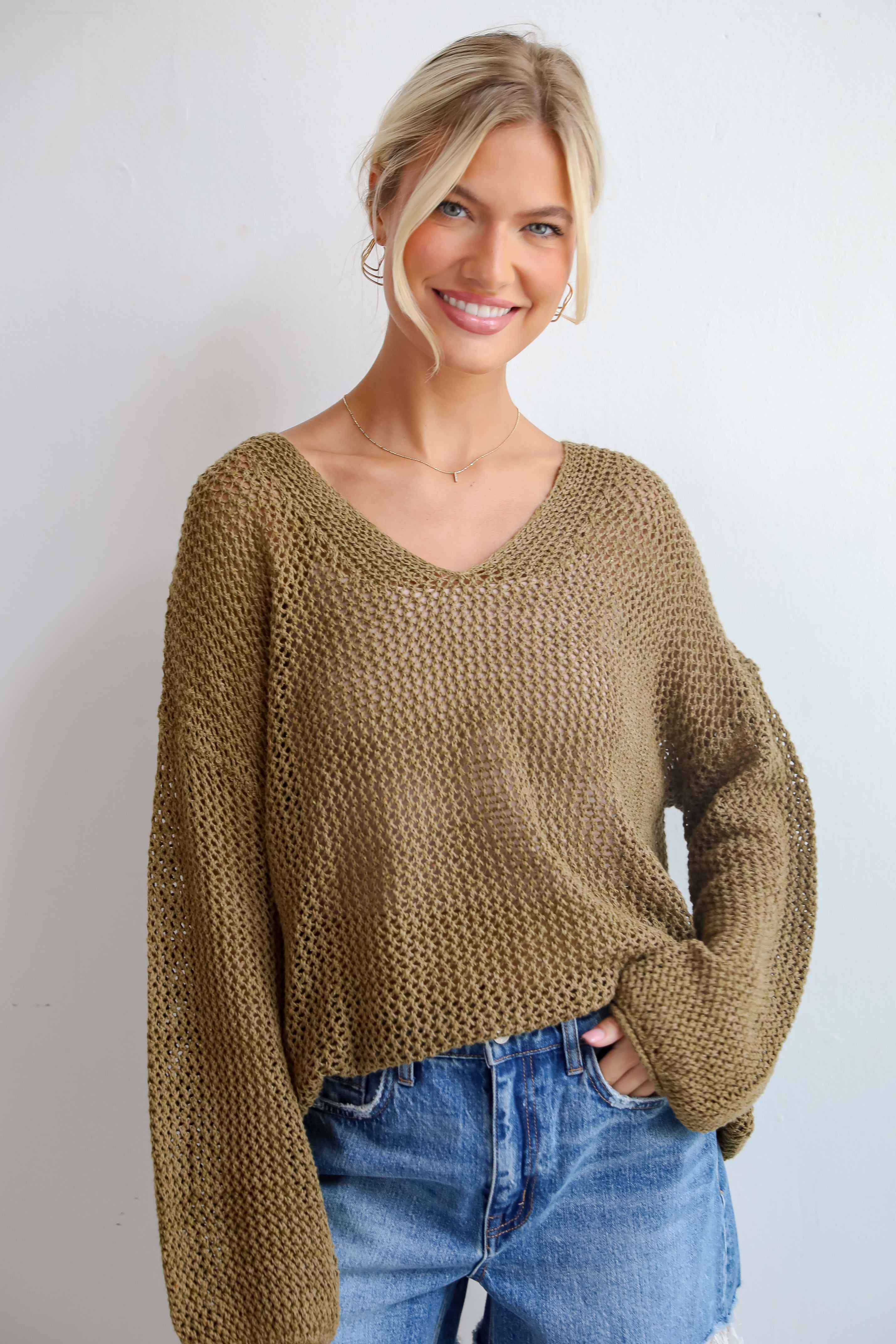 Relaxed Attitude Open Knit Sweater