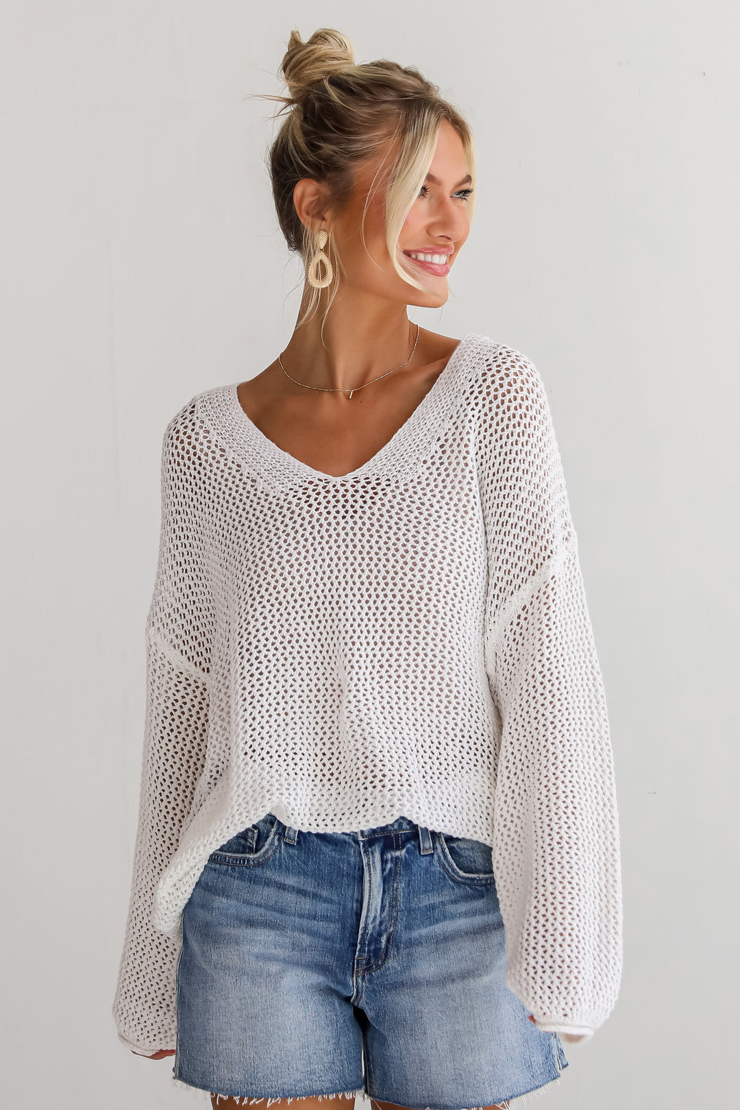 Relaxed Attitude Open Knit Sweater