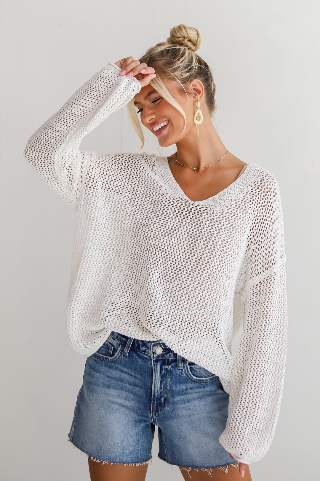 Relaxed Attitude Open Knit Sweater