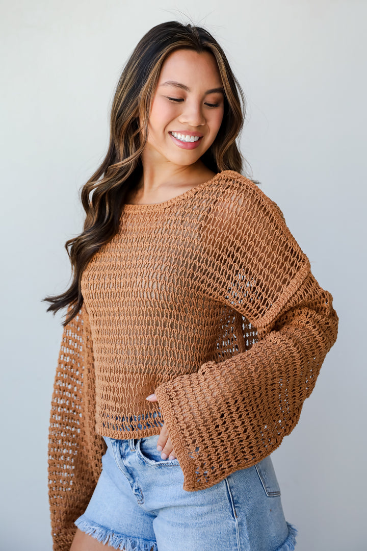 Stylish Destination Crochet Open Knit Top