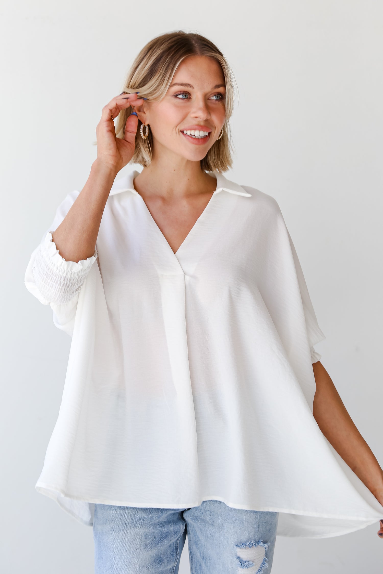 white Oversized Blouse for women