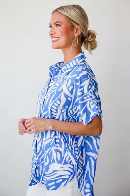 blue Oversized Blouse for  women. cute summer tops