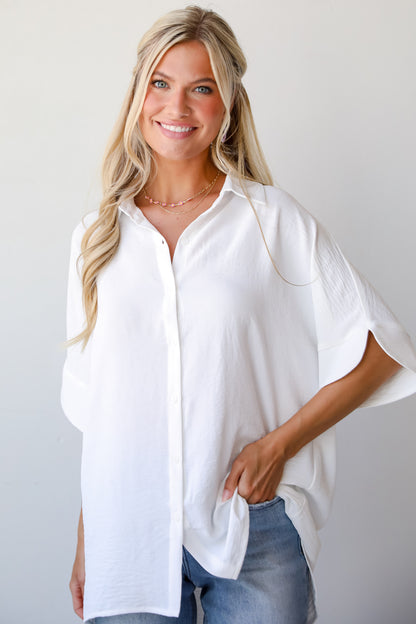 white Oversized Blouse for women