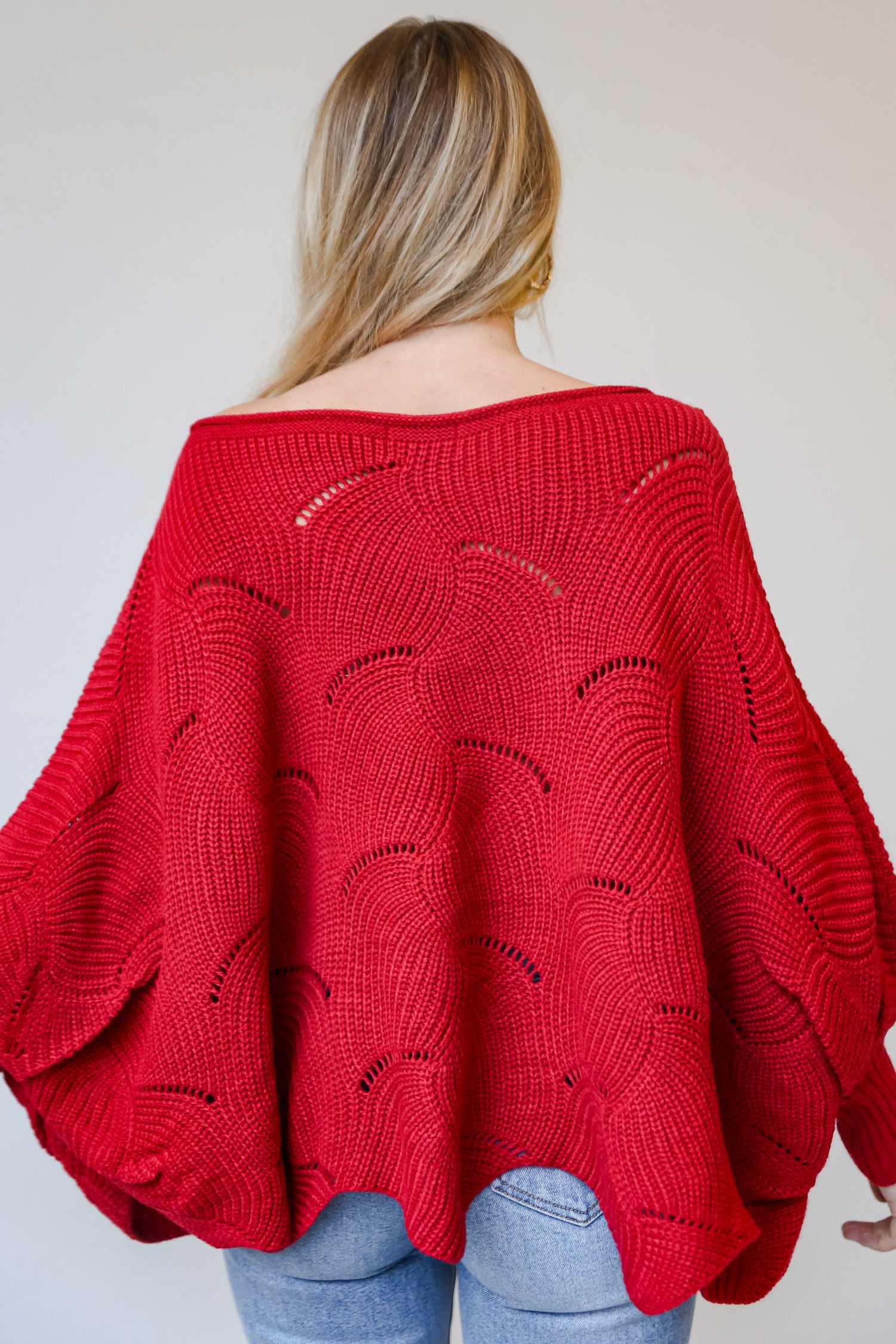 red Oversized Sweater back view