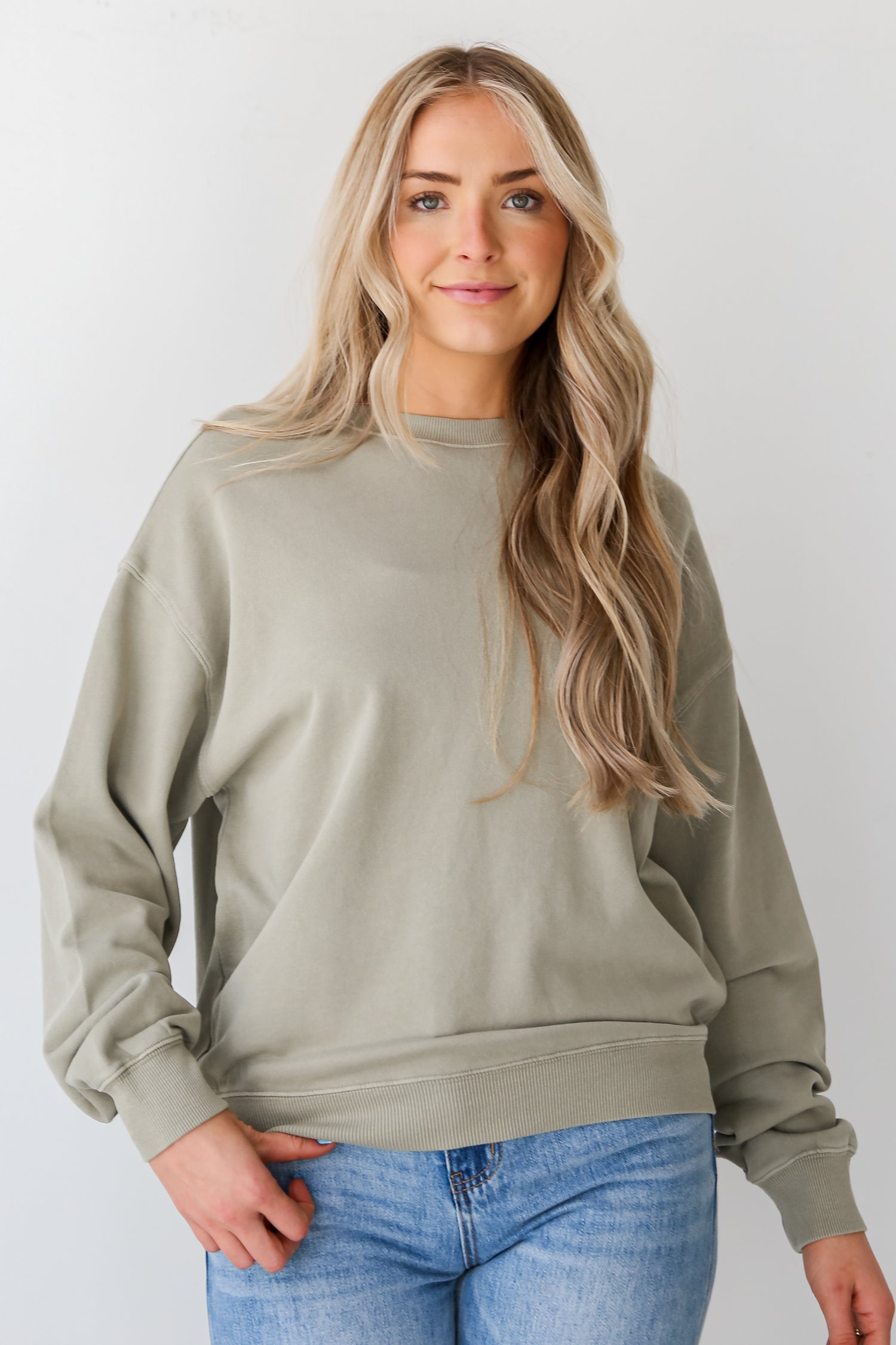 green Oversized Pullover on model