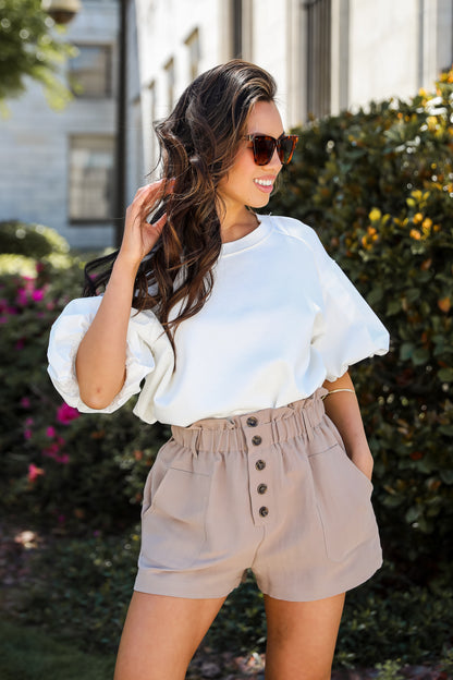 taupe paperbag Shorts