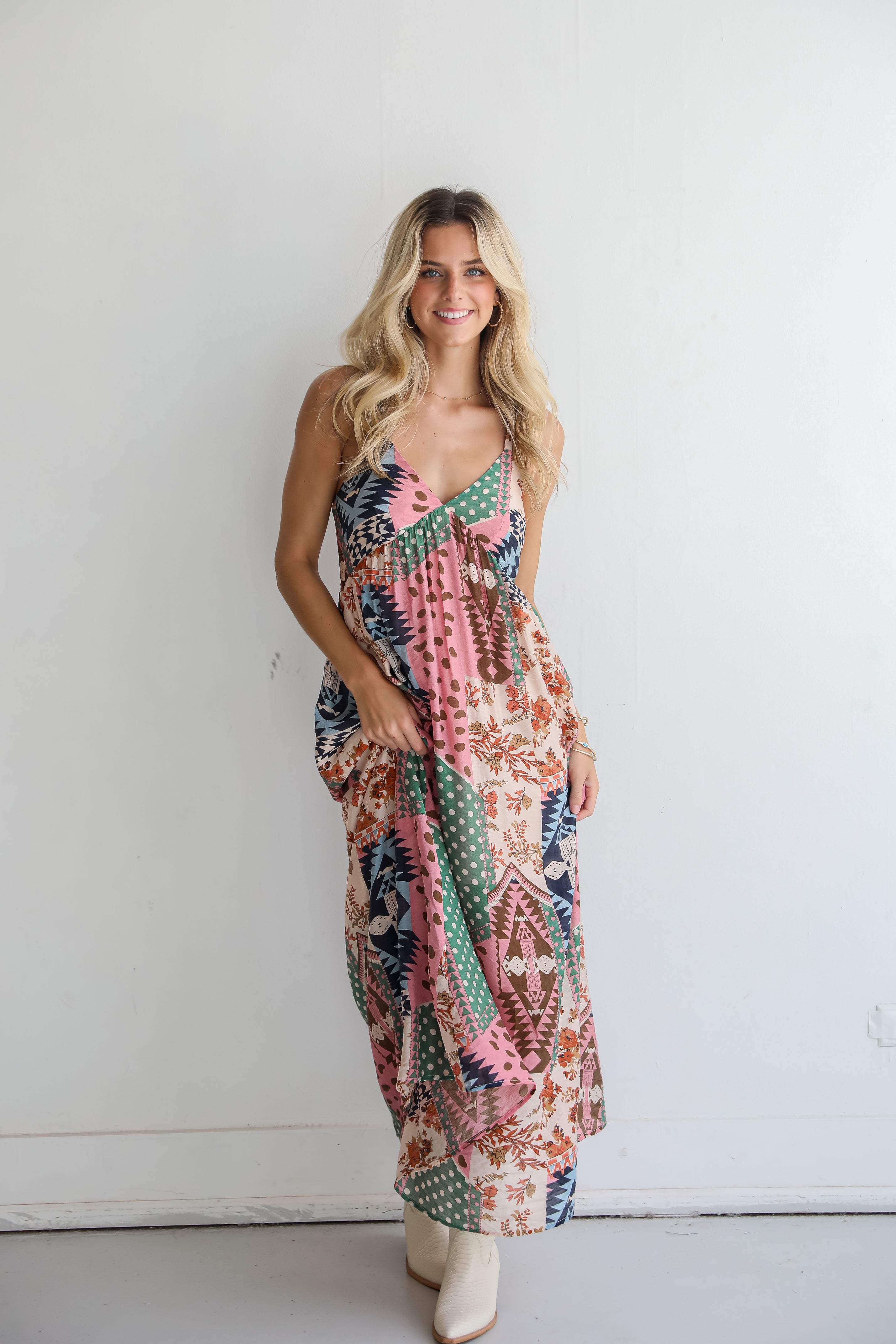 Unbelievably Divine Cream Patchwork Maxi Dress