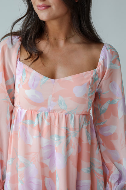 Bold Tendencies Peach Floral Mini Dress