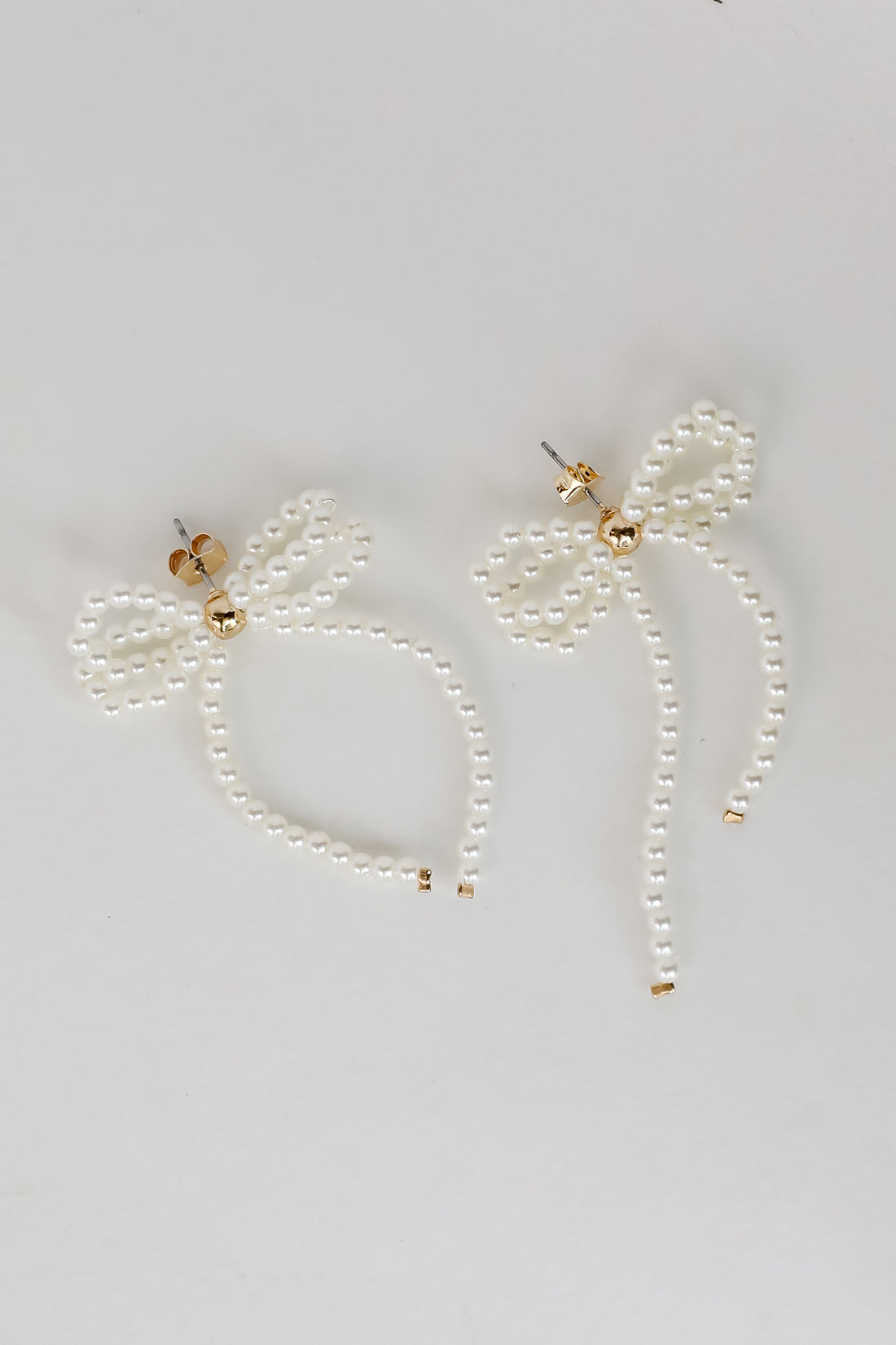 Annie White Pearl Bow Earrings