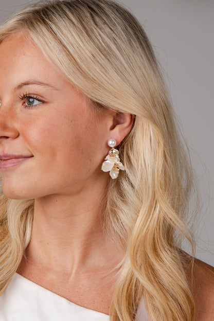 FINAL SALE - Charlotte Pearl White Drop Earrings
