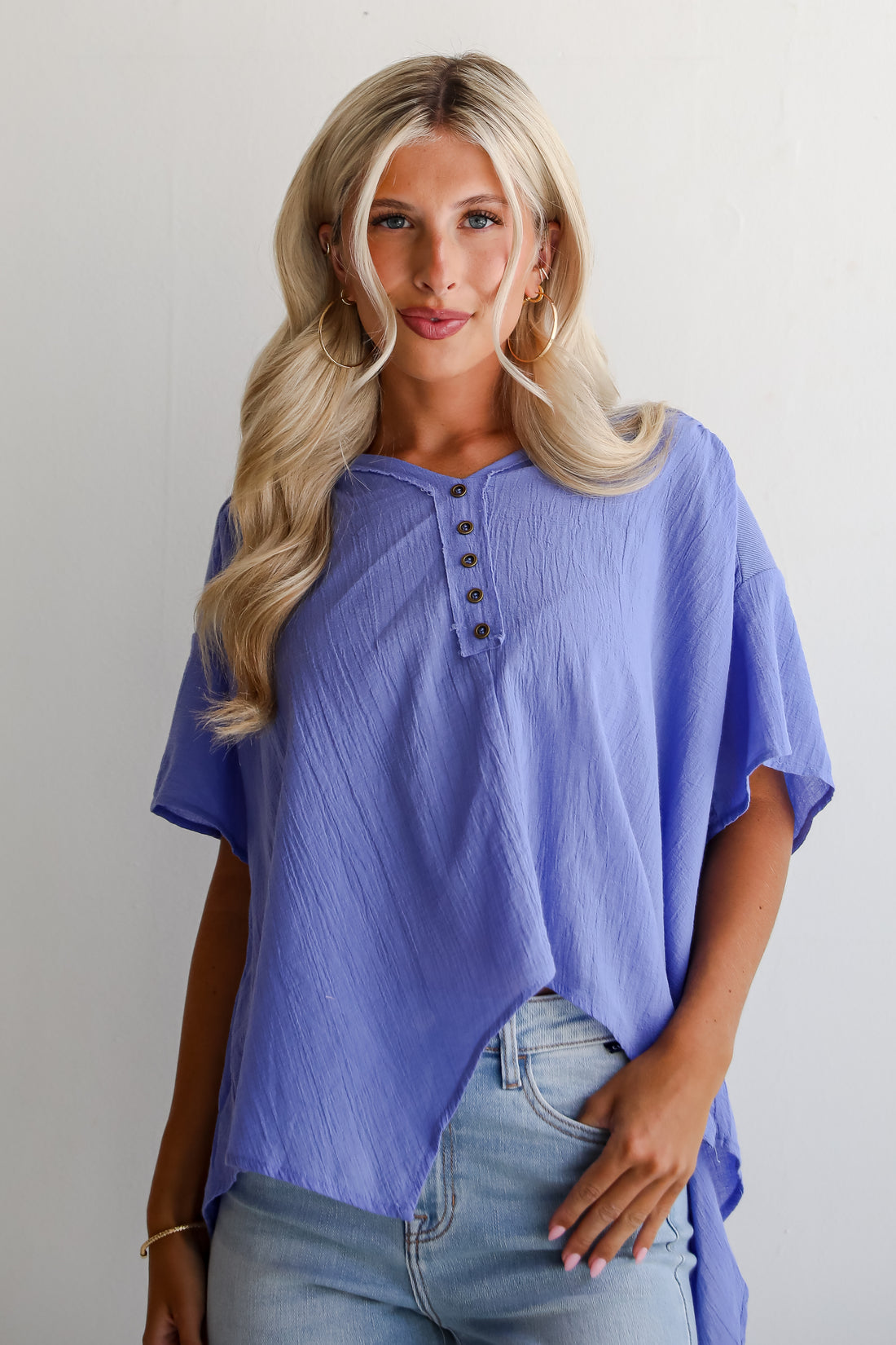 Elevated Tendencies Periwinkle Contrast Blouse