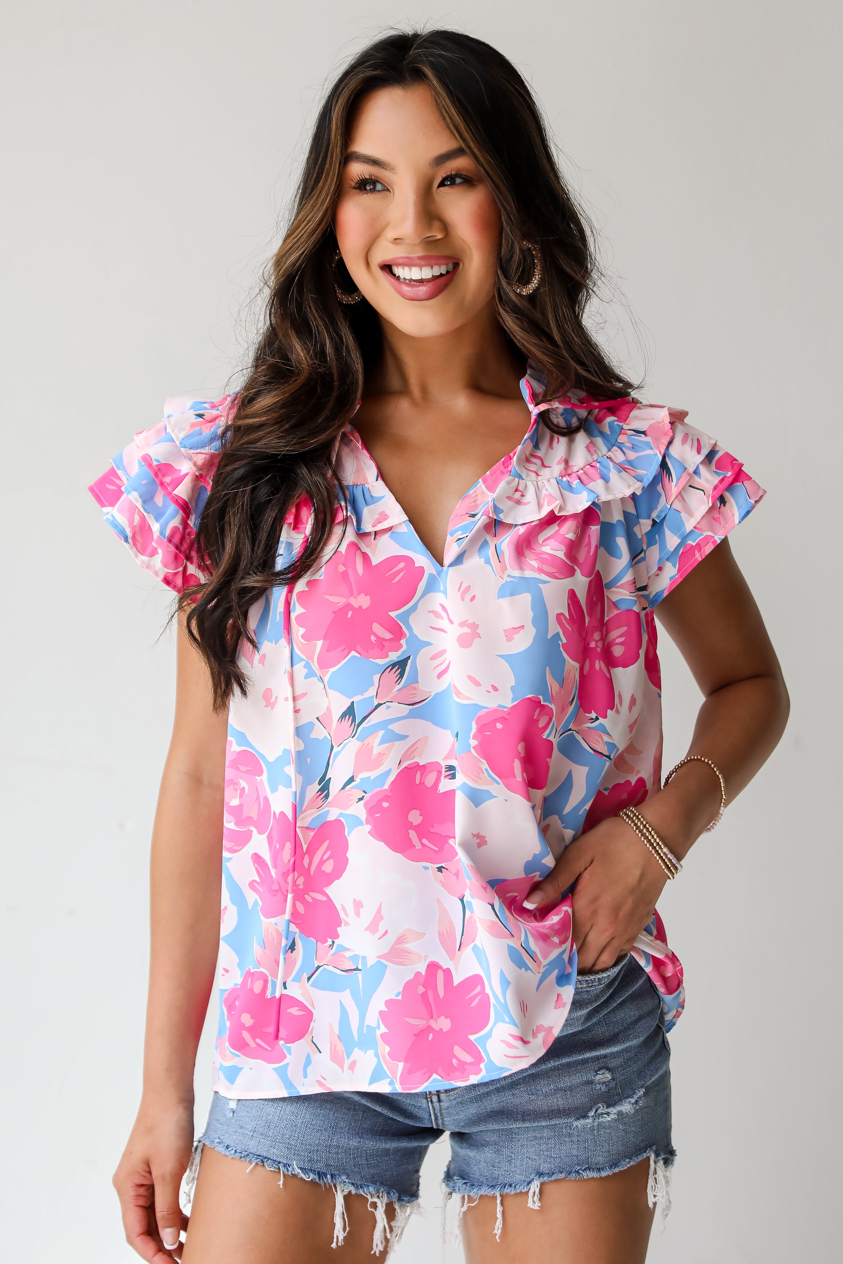 Exceedingly Adorable Pink Floral Blouse