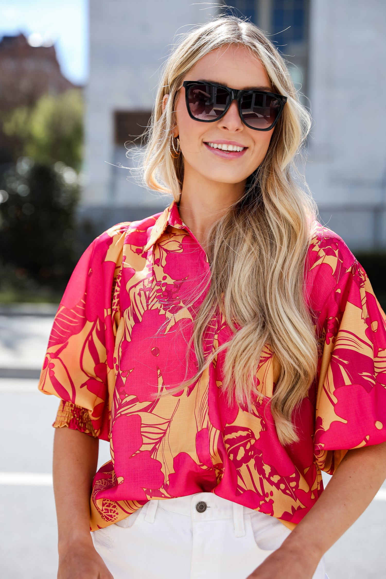 Pink Floral Blouse