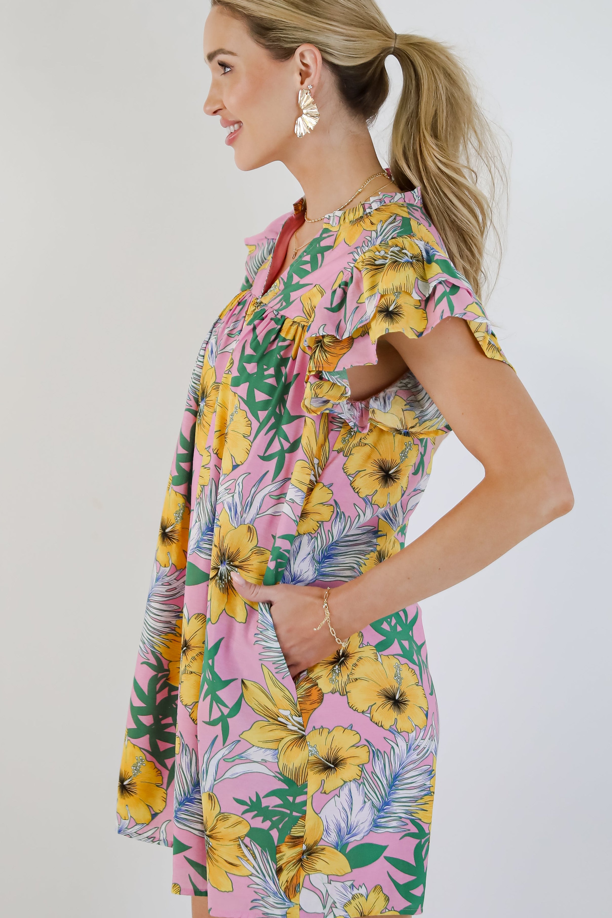 Up To Fate Pink Floral Mini Dress